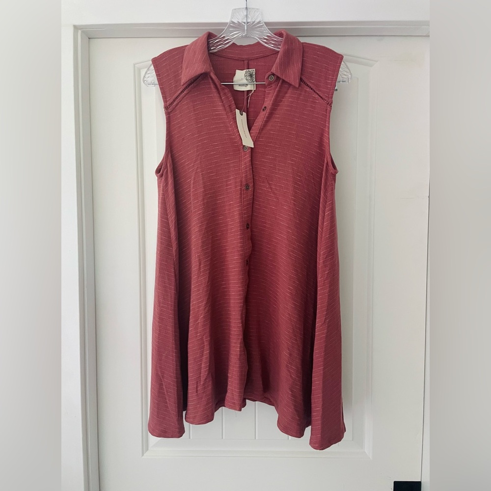 Anthropologie Everleigh Mauve Button-Up Tunic